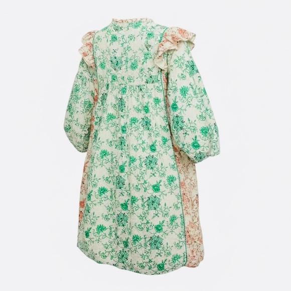 Designer Hofmann Copenhagen Erika Floral Ruffle Babydoll Mini Dress EU 44 US 12 - Picture 3 of 12